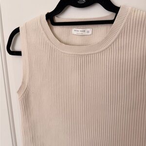 Miss Love Cream Ribbed Tank Top